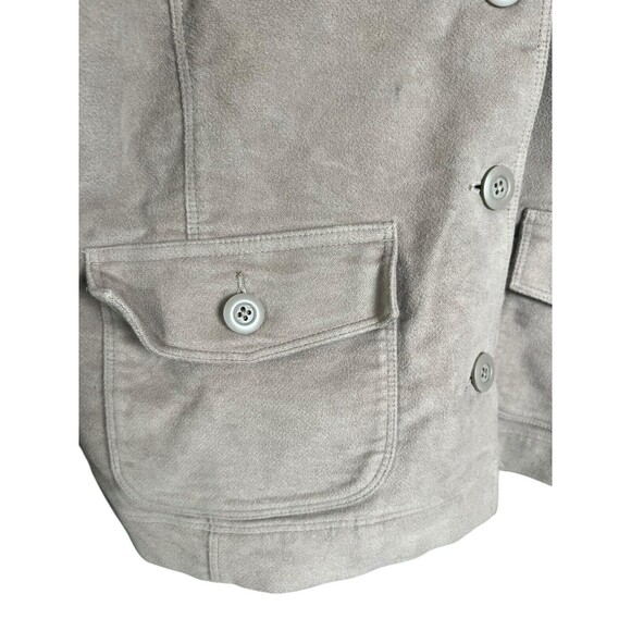 LL Bean Womens Tan chore coat Jacket Size Medium Blazer Petite Tan brown cropped - Picture 9 of 12